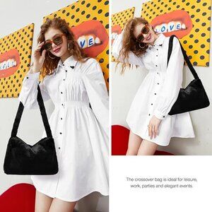 Black Fuzzy Tote Bag
